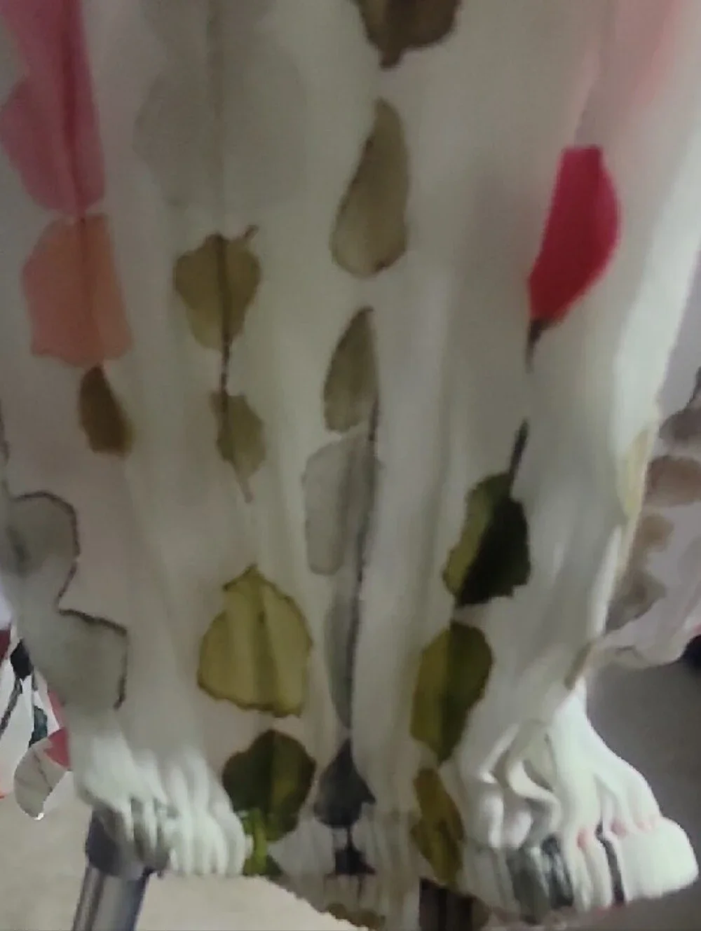 APNY Watercolor Leaf Print Lightweight Blouse - White with Red & Green - Picture 5 of 5